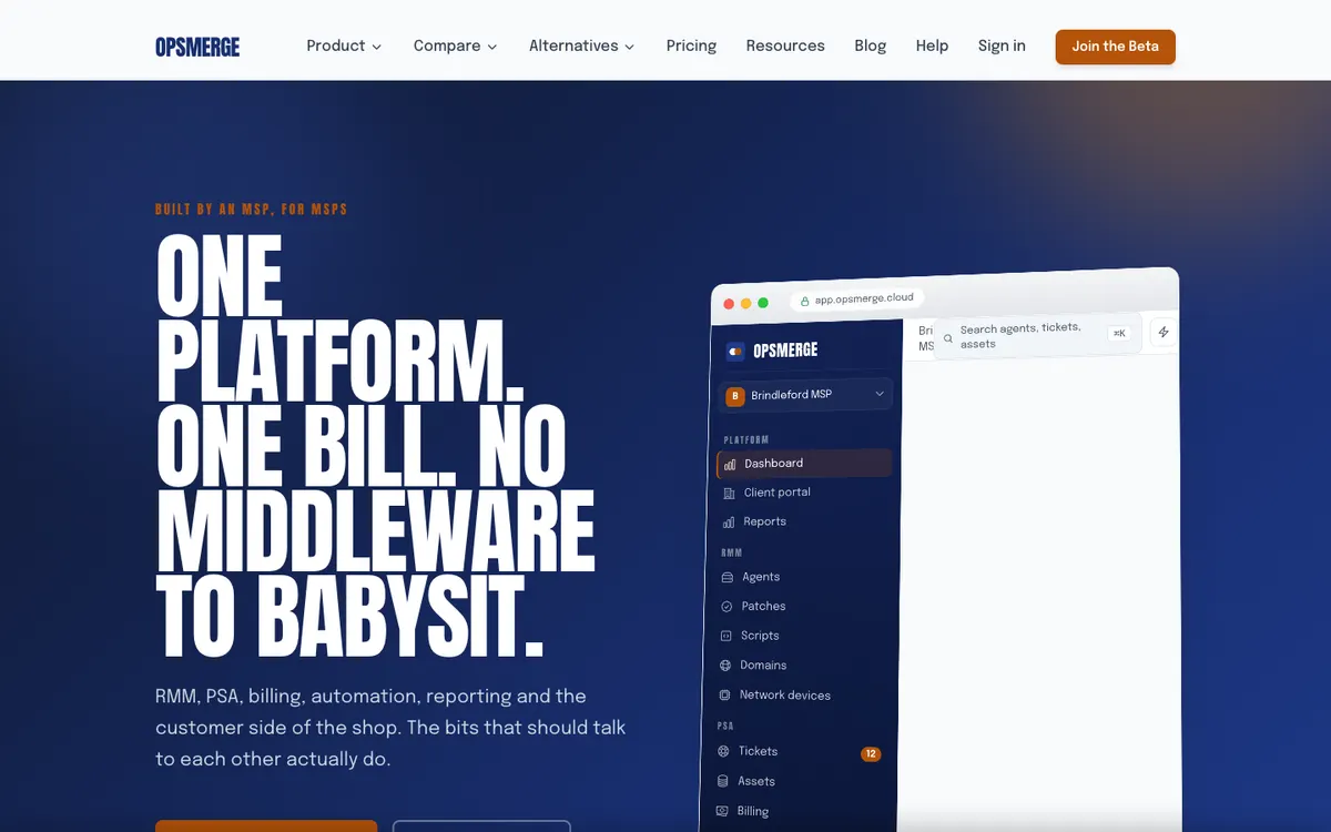 OpsMerge dashboard